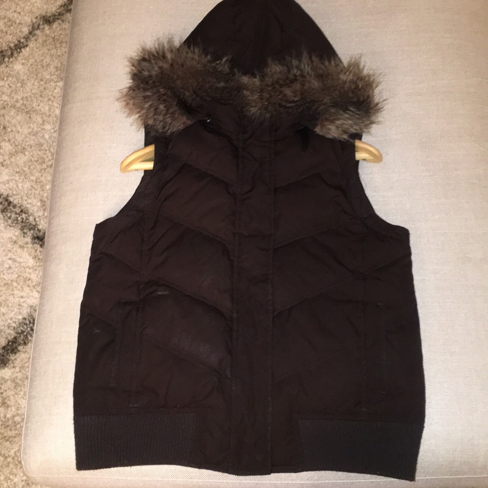 Brown Gap Vest with fur hood